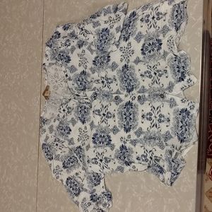 Blue and white Hippie top